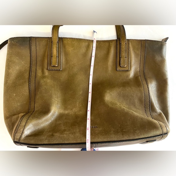 Fossil Emma Shopper Green Pastures Olive Green Leather Tote - Picture 13 of 16